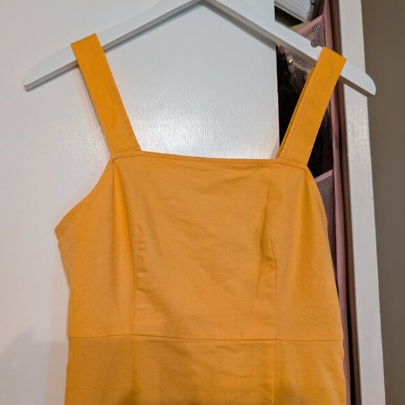 J. Crew Squareneck A-line Stretch Linen Blend Summer Dress Coastal Sunset 2 EUC - Picture 3 of 10